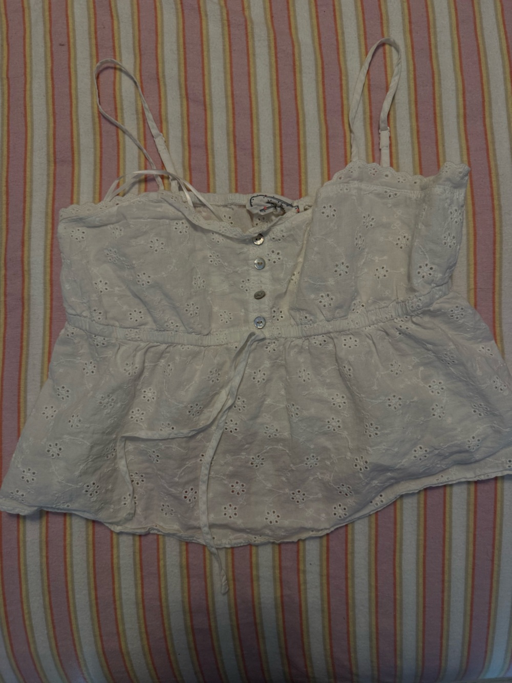 hippie rose white eyelet tank top